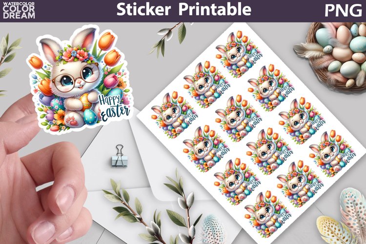 Easter Bunny Sticker | Happy Easter Sticker Printable