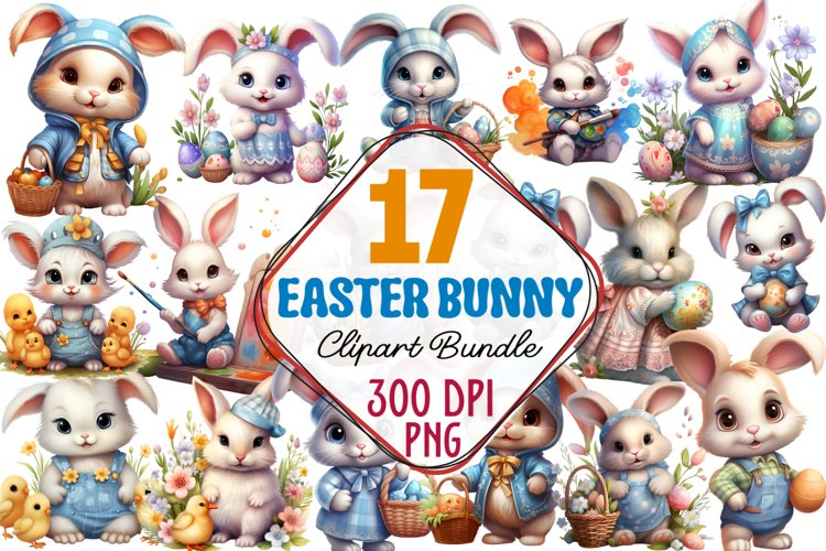 Easter Bunny Sublimation Clipart, Easter Bunny Clipart