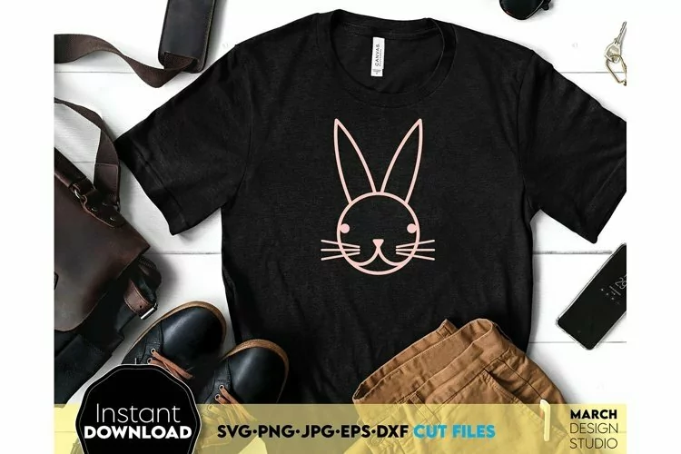 Easter Bunny Face SVG | Bunny Silhouette Easter Shirt PNG