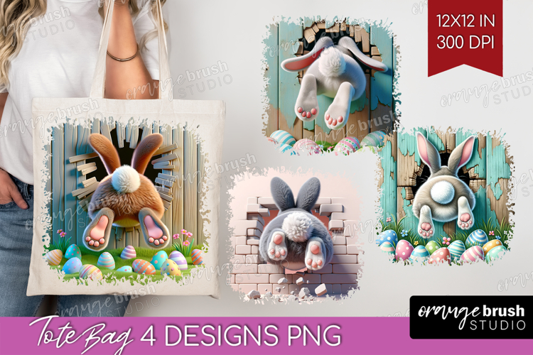 Easter Bunny Tote Bag - Bunny Butt Tote Bag PNG Sublimation