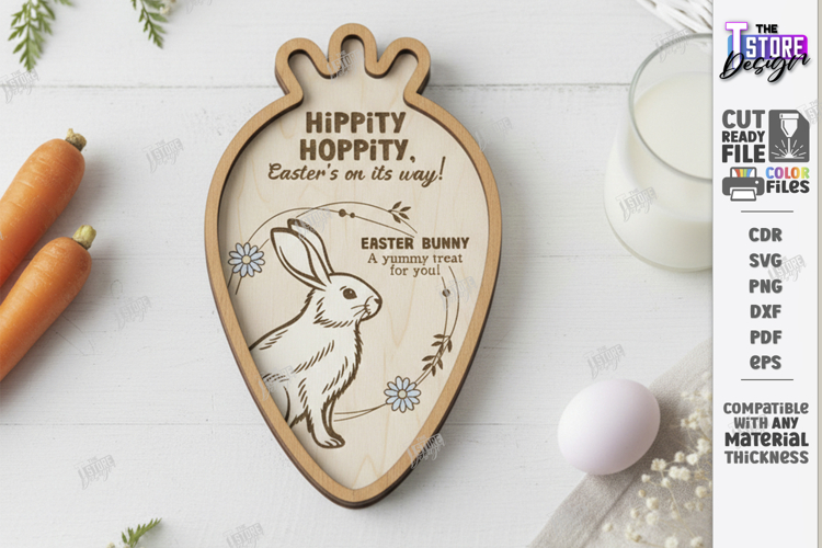 Easter Bunny Treat Tray Laser Cut | Carrot and Milk Board