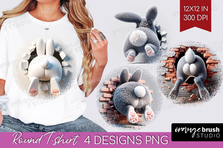 Easter Bunny Round Tshirt Background - Bunny Butt PNG