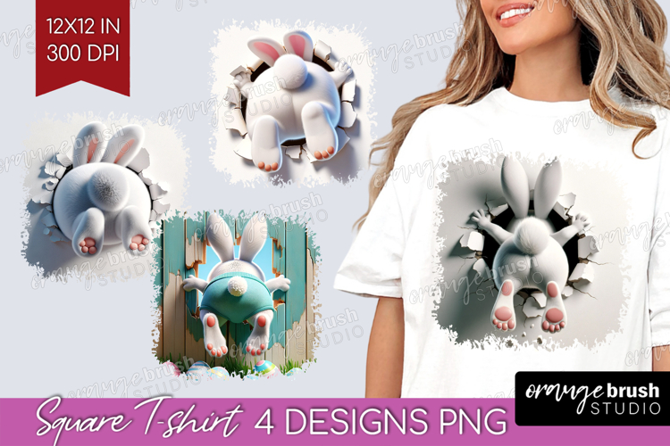 Easter Bunny Square Tshirt Background - Bunny Butt PNG