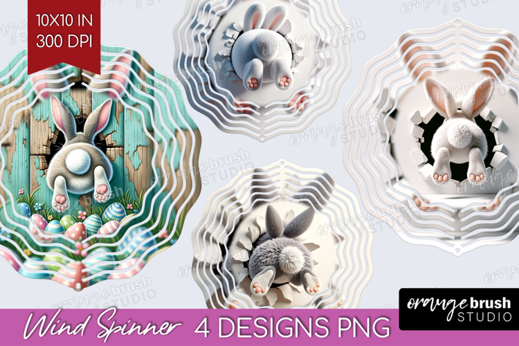 Easter Bunny Wind Spinner Sublimation PNG - Bunny Butt Round