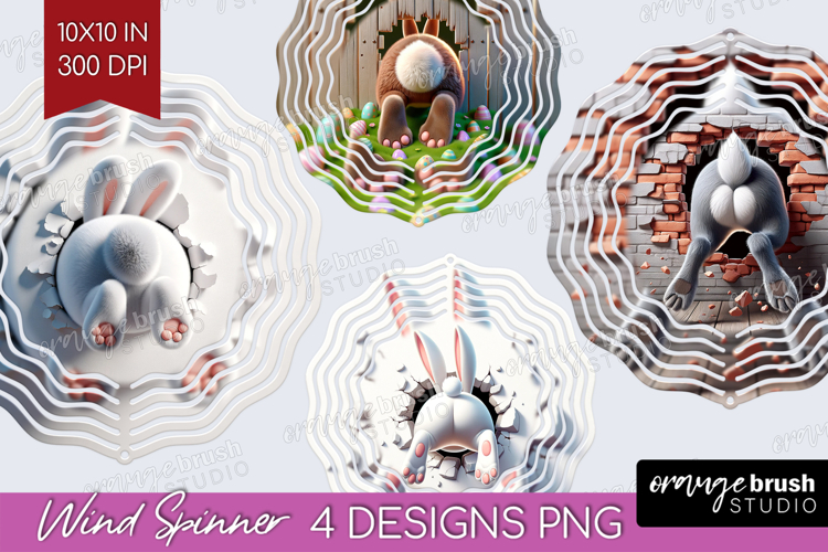 Easter Bunny Wind Spinner Sublimation PNG - Bunny Butt Round