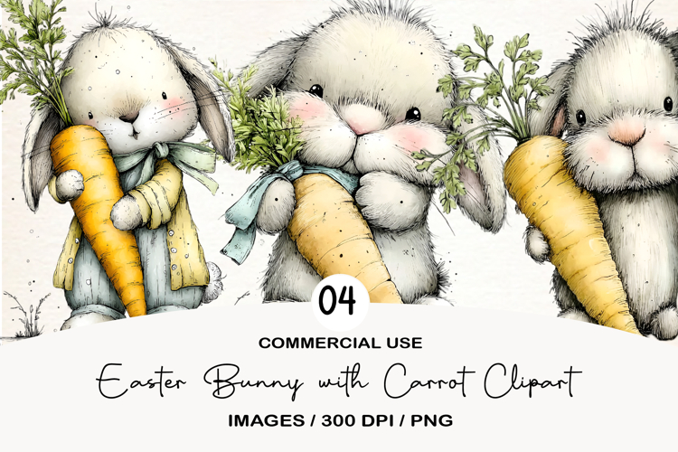 Easter Bunny with Carrot PNG