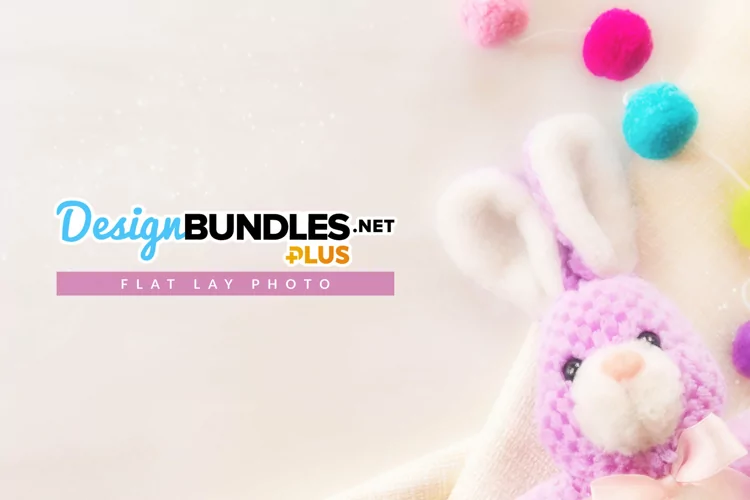 Easter Bunny with Pom Poms on Light Background | Flat Lay