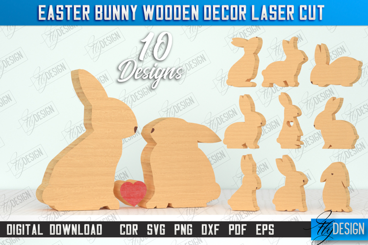 Easter Bunny Wooden Decor Laser Cut Bundle, 3D Easter Decor