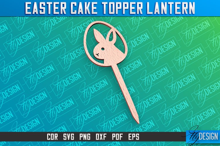 Easter Cake Topper Laser Cut | Happy Easter Design |CNC File example image 1
