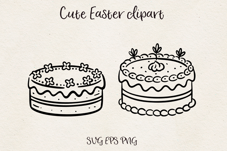 Easter Cake Clipart SVG PNG EPS Easter Dessert Pastry Spring
