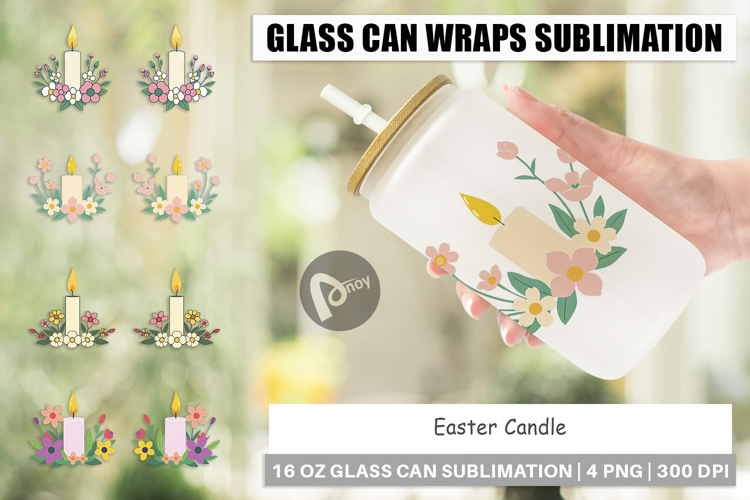 Glass Can Easter Candle