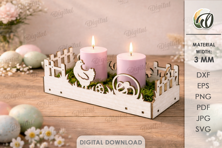 Easter Candle Box Laser Cut. Candle Holder SVG