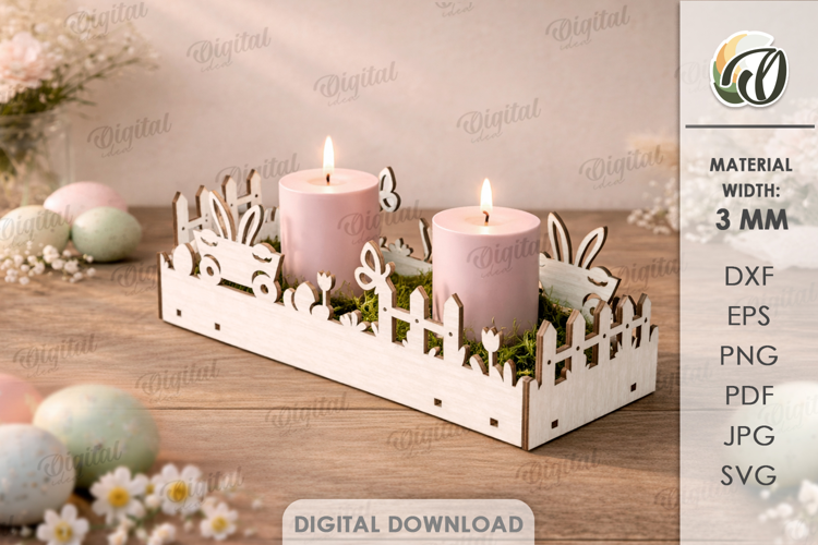 Easter Candle Box Laser Cut. Candle Holder SVG