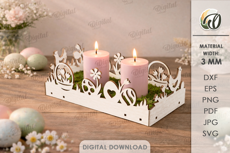 Easter Candle Box Laser Cut. Candle Holder SVG example image 1