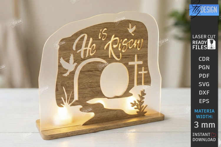 Easter Candle Holder Laser Cut | Christian Scene | Religion