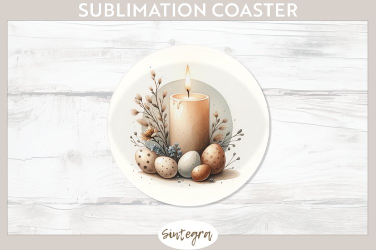 Easter Candle v1 Round Coaster Sublimation example image 1