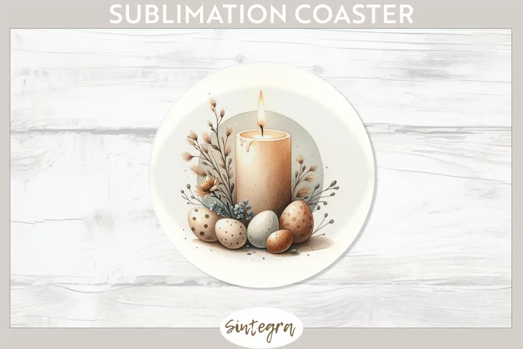 Easter Candle v1 Round Coaster Sublimation