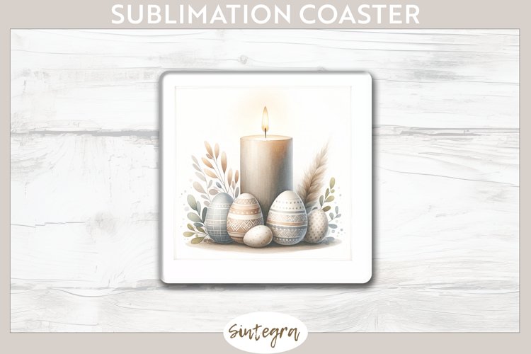 Easter Candle v2 Square Coaster Sublimation example image 1