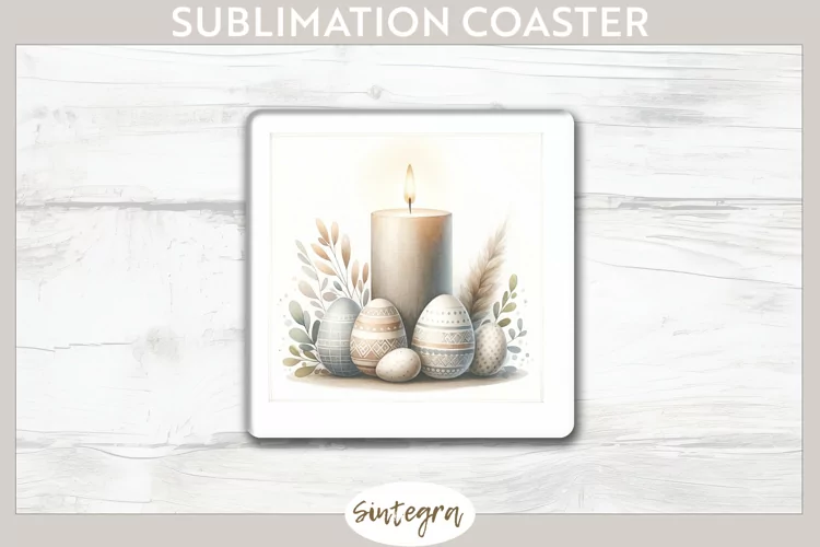 Easter Candle v2 Square Coaster Sublimation