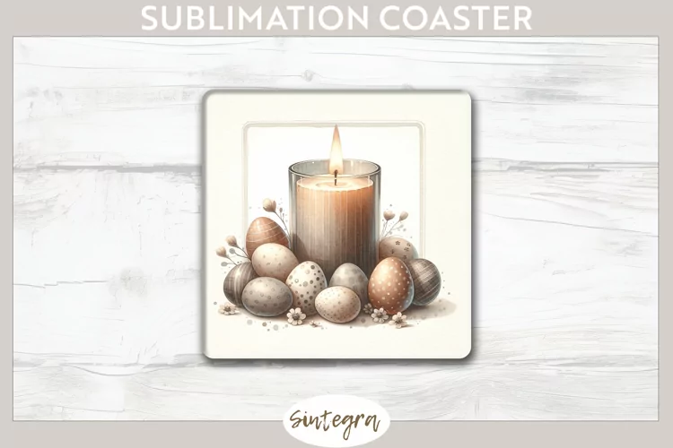 Easter Candle v3 Square Coaster Sublimation