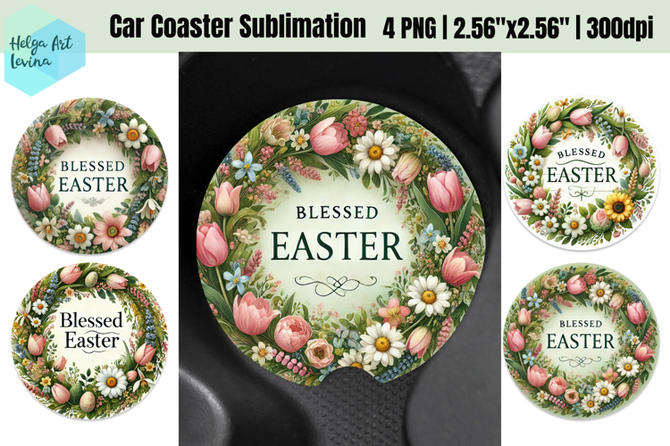 Spring Easter Car Coaster Sublimation