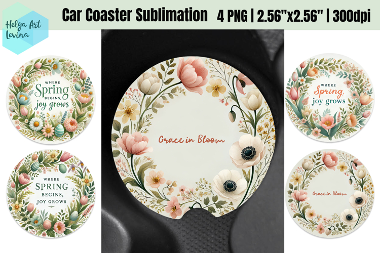 Spring Easter Car Coaster Sublimation