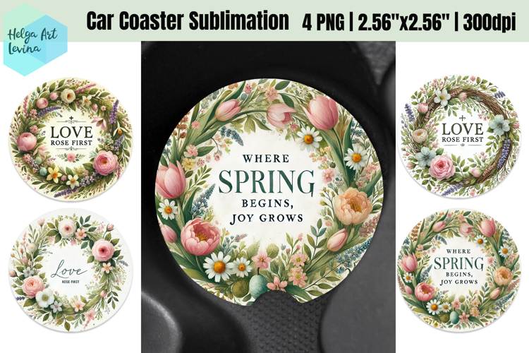 Spring Easter Car Coaster Sublimation