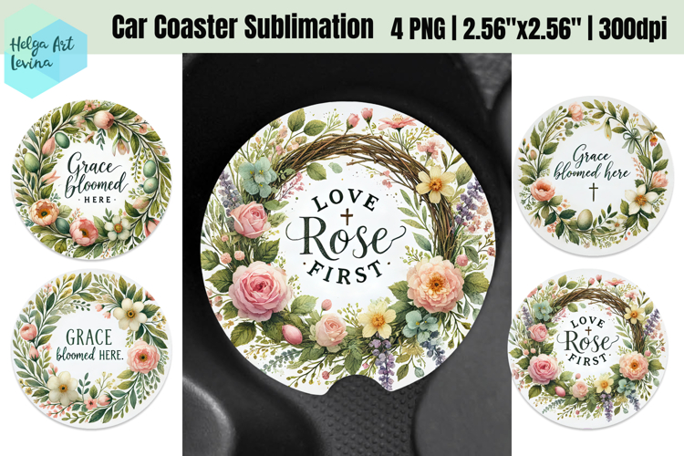 Spring Easter Car Coaster Sublimation