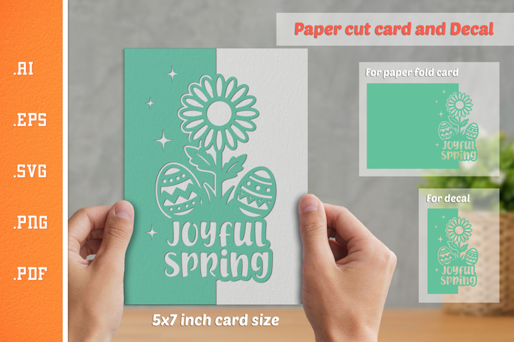 Joyful Spring Paper Cut Card SVG