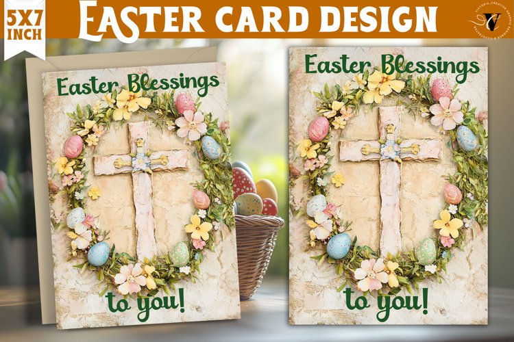 Happy Easter card | Retro Easter | Easter Cross example image 1