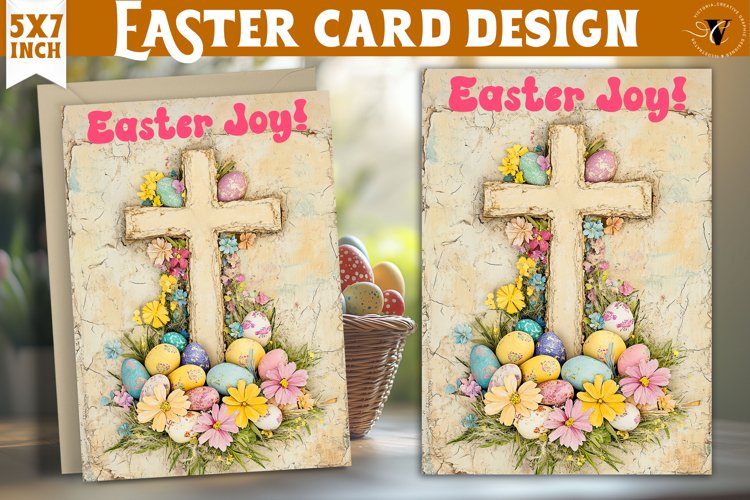 Happy Easter card | Retro Easter | Easter Cross example image 1