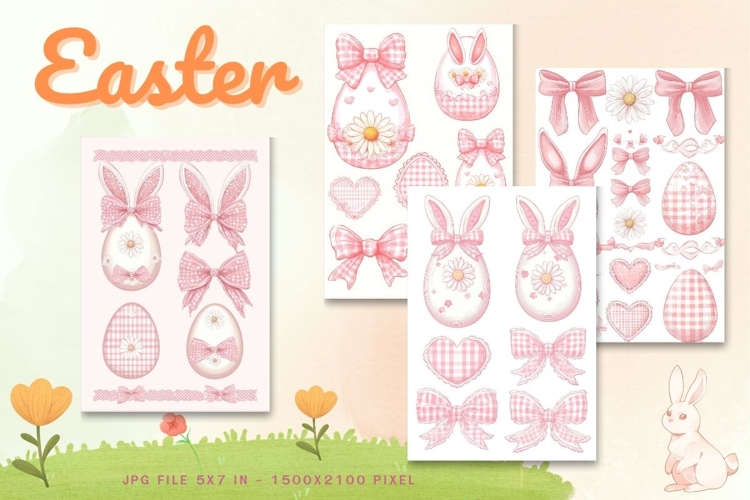 Easter Bunny Card Flower Rabbit Greeting Printable Card_43