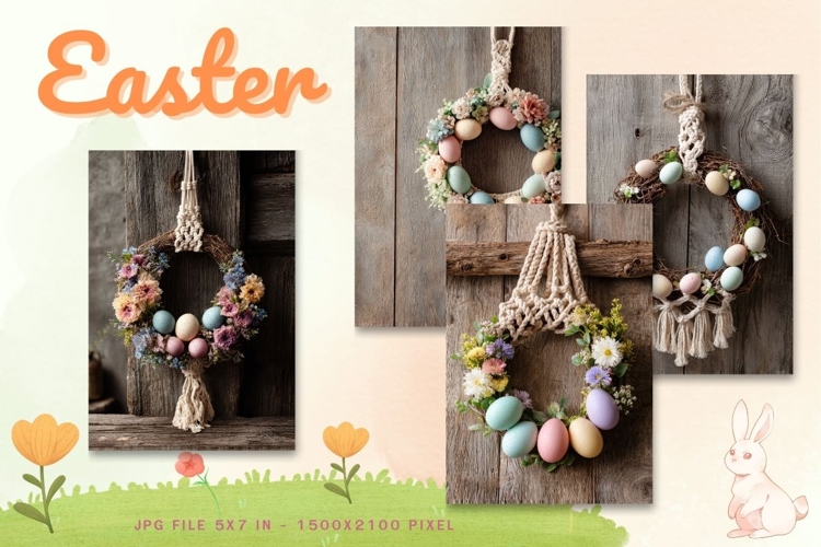 Easter Bunny Card Flower Rabbit Greeting Printable Card_12