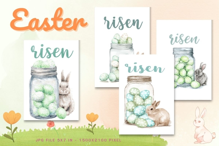 Easter Bunny Card Flower Rabbit Greeting Printable Card_99