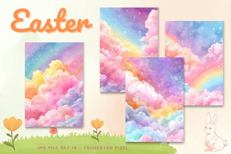 Easter Bunny Card Flower Rabbit Greeting Printable Card_101