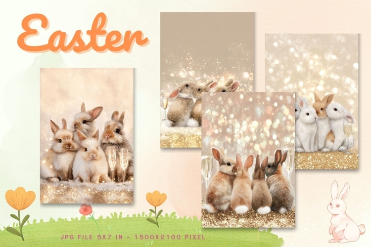 Easter Bunny Card Flower Rabbit Greeting Printable Card_114
