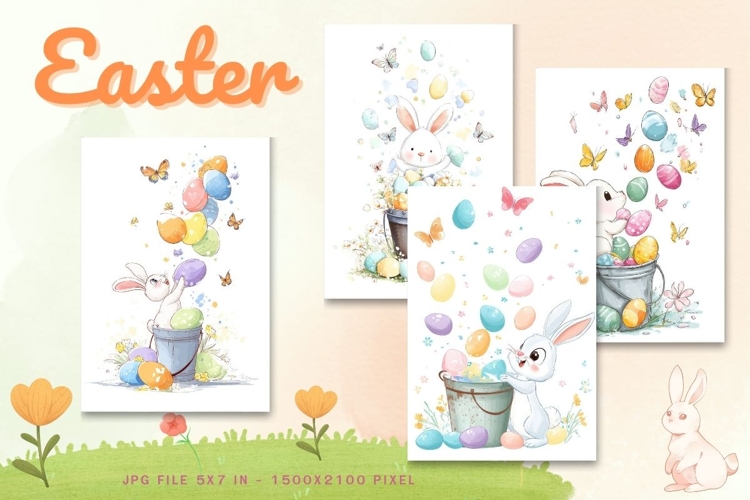 Easter Bunny Card Flower Rabbit Greeting Printable Card_14