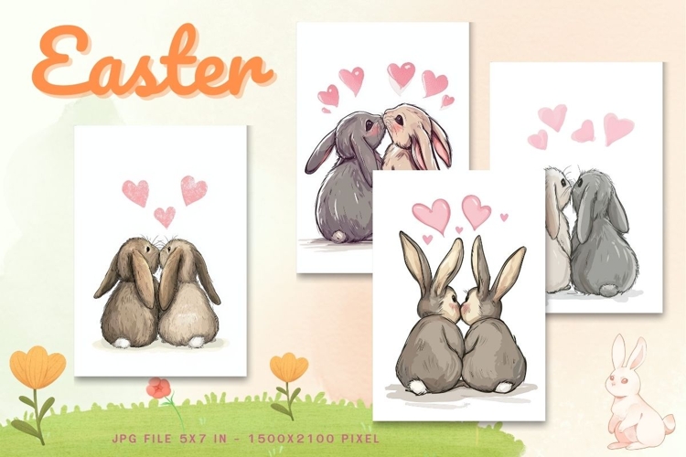 Easter Bunny Card Flower Rabbit Greeting Printable Card_55