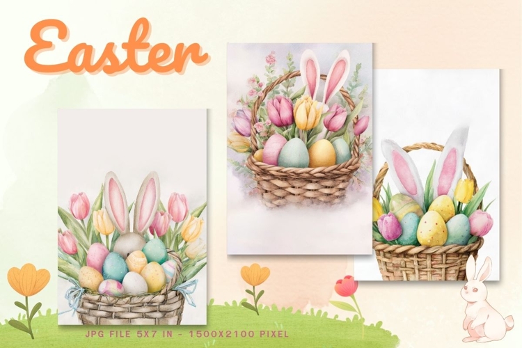 Easter Bunny Card Flower Rabbit Greeting Printable Card_120
