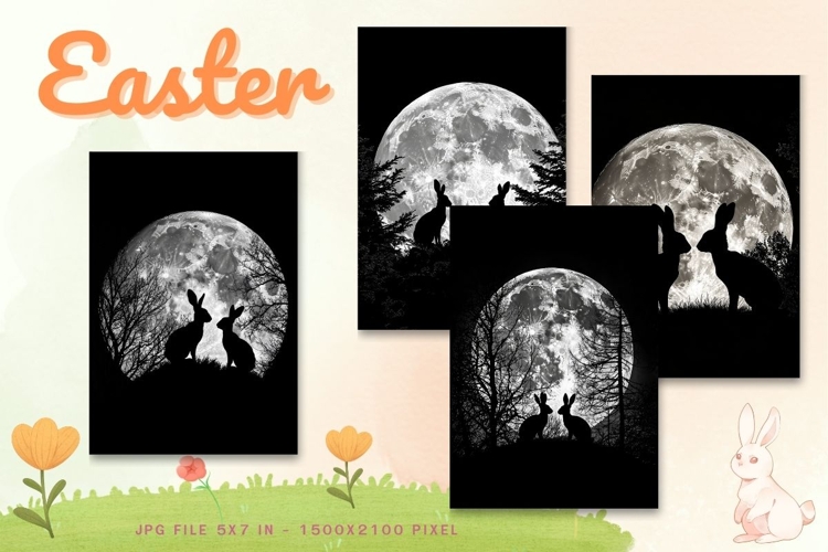 Easter Bunny Card Flower Rabbit Greeting Printable Card_34