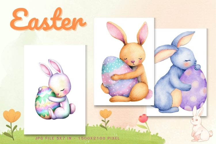 Easter Bunny Card Flower Rabbit Greeting Printable Card_116