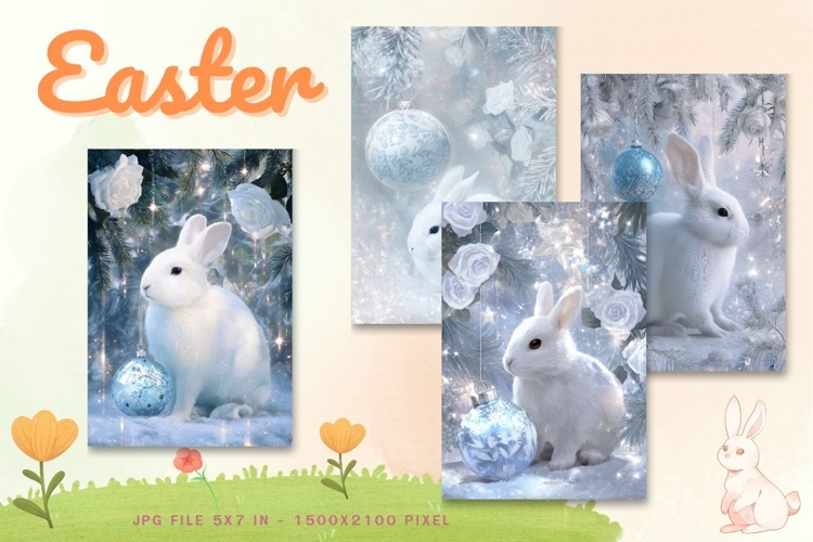 Easter Bunny Card Flower Rabbit Greeting Printable Card_100
