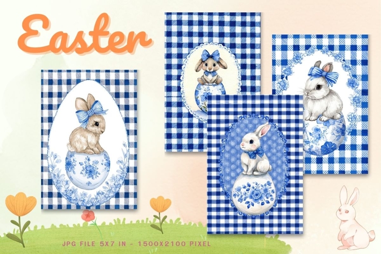 Easter Bunny Card Flower Rabbit Greeting Printable Card_100