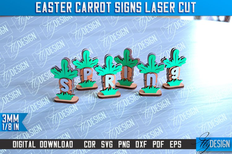 Easter Carrot Signs Laser Cut | Happy Easter | CNC File
