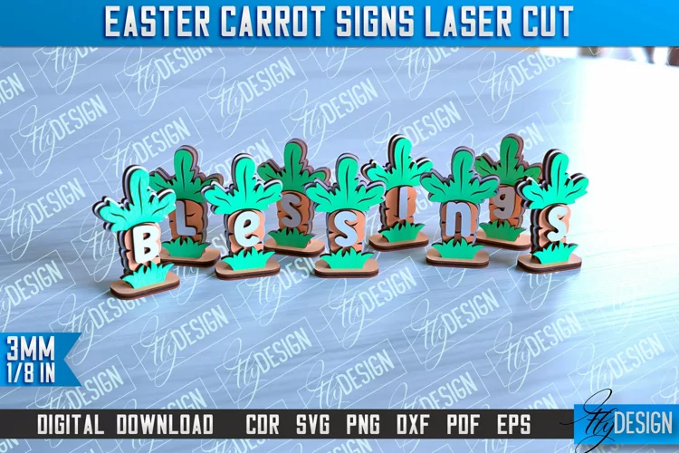 Easter Carrot Signs Laser Cut | Happy Easter | CNC File