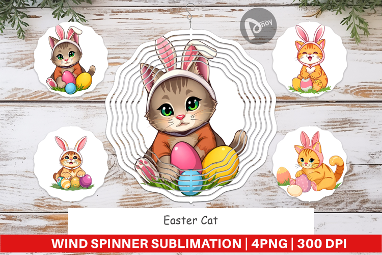 Wind Spinner Easter Cat