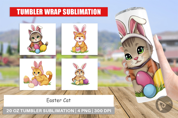 Tumbler Easter Cat