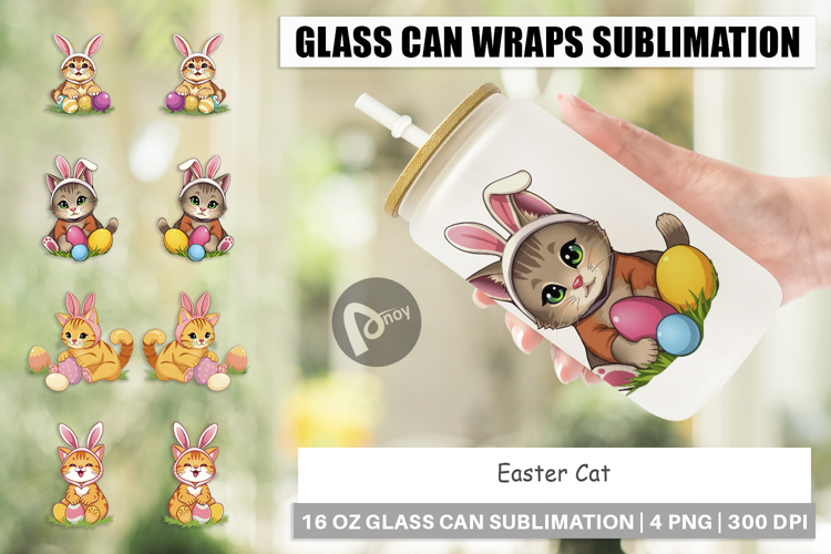 Glass Can Easter Cat