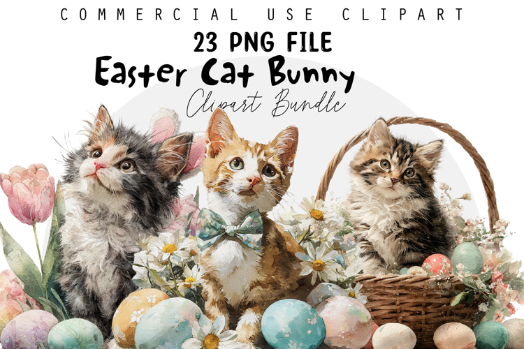 Easter Cat Bunny Sublimation PNG Bundle
