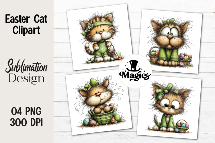 Easter Cat Clipart, Easter Sublimation PNG